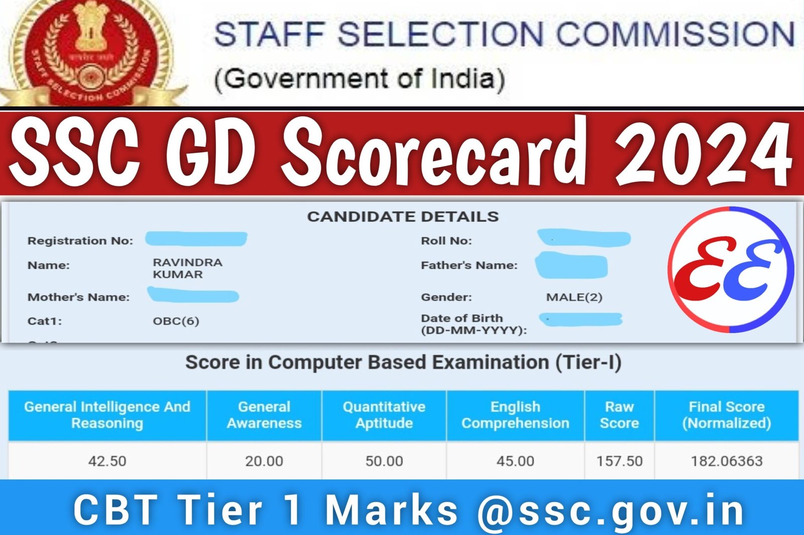 Ssc Gd Scorecard Cbt Tier Marks